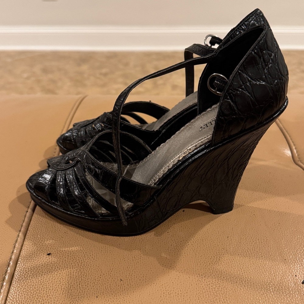 SEYCHELLES Black LEATHER Strappy Heels - Picture 5 of 7